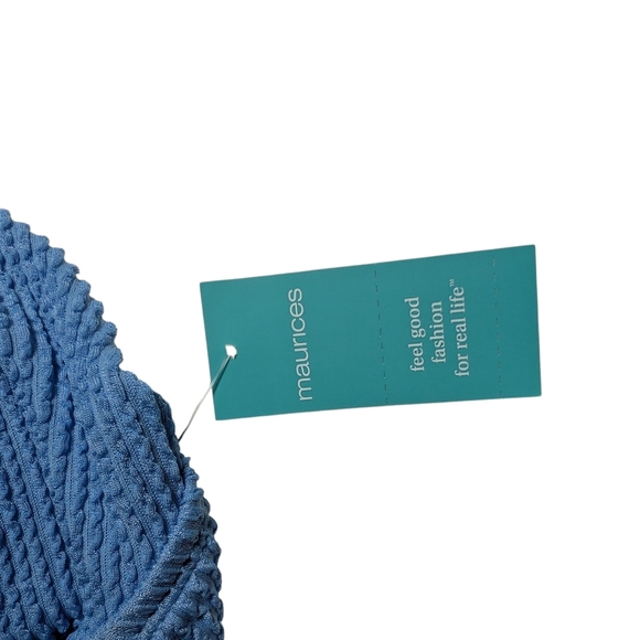 Maurices Blue Textured Adjustable Tie Bikini Top NWT 2X - Picture 4 of 9